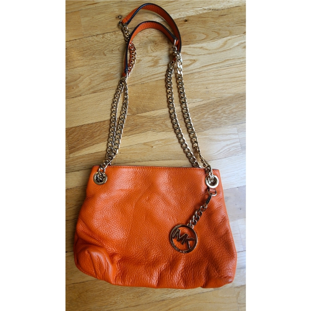 Vintage Michael Kors Jet Set Chain Medium Shoulder Bag Pebbled Leather Old Money
